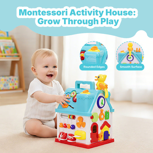 SaveJoy Montessori Activity Cube, 16-in-1 Interactive Baby Toys with Music, Educational Toddler Toys for 6-36 Months, Baby Girl Toys & Infant Learning Gift