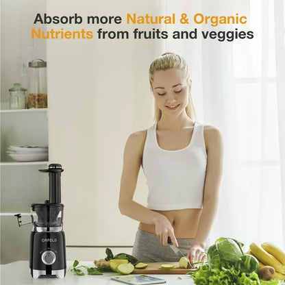 ORFELD Juicer Machine, Slow Masticating Cold Press Juicer for Fruits and Vegetables, BPA-Free, Black