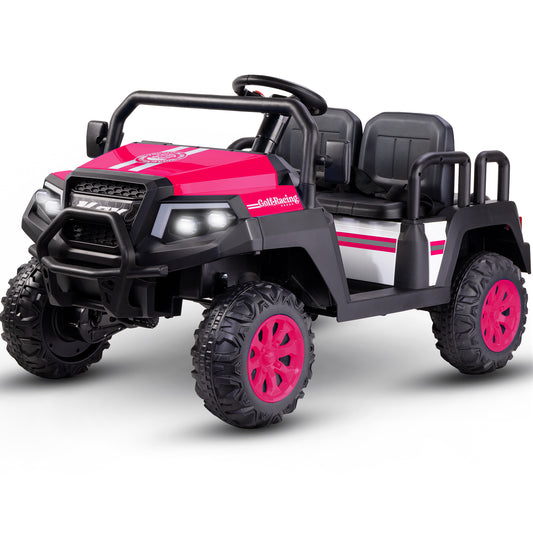 SaveJoy 24V 4 Seater Ride on Cars for Big Kids, Powered Ride on Toy Truck with Remote Control, Electric Car for Kids 3-8 Boys Girls