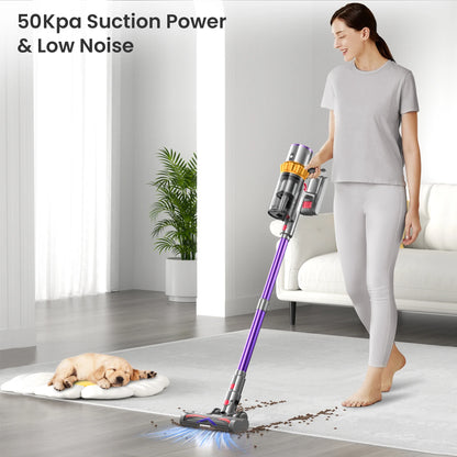 ANYSON Cordless Vacuum Cleaner, 50Kpa Stick Vacuum, 70min Runtime Floor Pet Carpet Vacuum, Purple