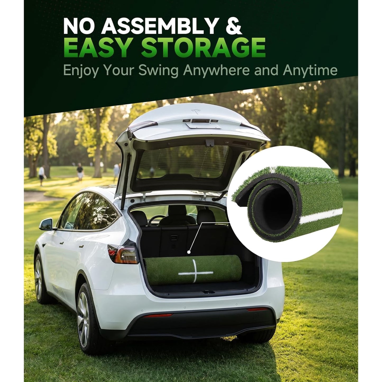 ORFELD 5.2x4ft Golf Hitting Mat with 10 Hitting Holes, Dual Turf Golf Putting Mat with Ball Tray, Alignment Aid Practice Mat Putting Green for Indoor & Outdoor
