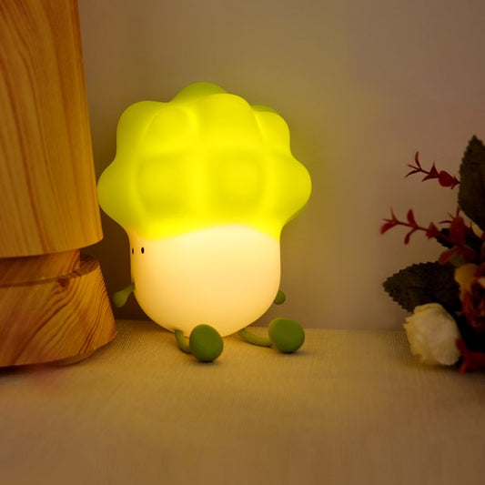 Cute Night Light for Kids, Silicone 3 Level Dimmable Nursery Nightlight,Touch Control,Type-C Rechargeable,Cabbage Lamp