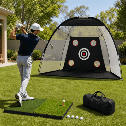 ORFELD Golf Net with Practice Mat, Golf Hitting Aid Nets 10x7FT for Backyard Driving Chipping Training Swing, Gifts for Men Dad and Golfer
