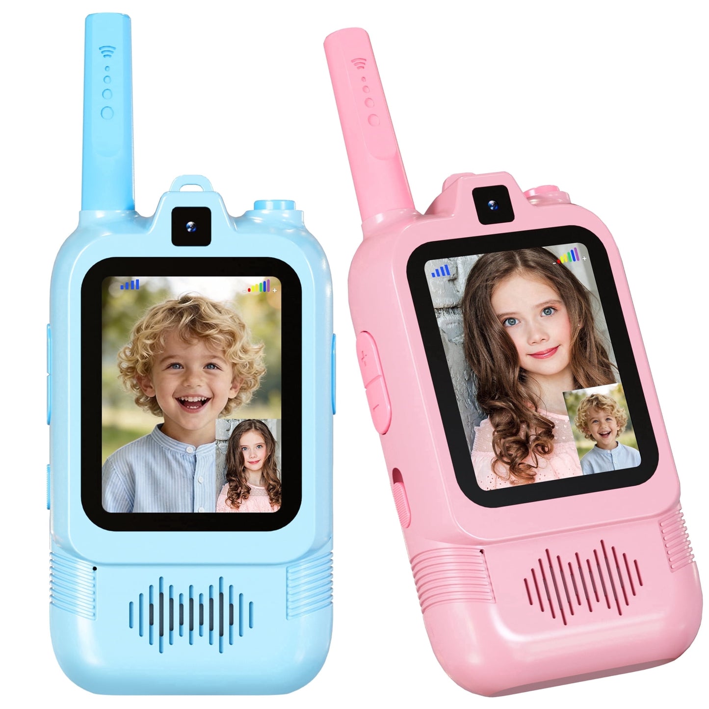 SaveJoy Video Walkie Talkie Toys for Kids,2 Pack Rechargeable Video Intercom with Switchable Dual Cameras,Long Range,Interactive Chat with Photos, Music & Voice Message for Boys Girls Ages 3-12
