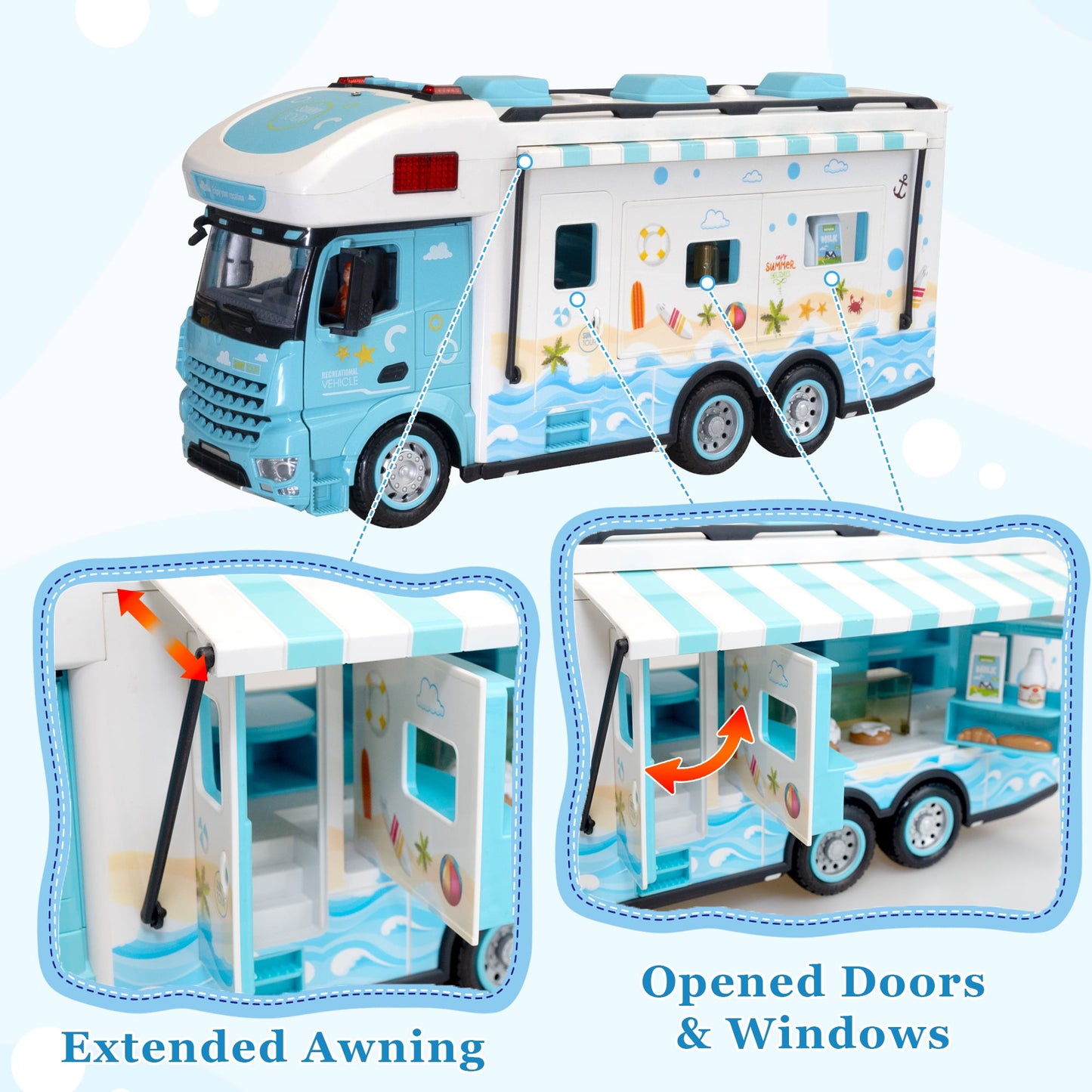 aveJoy Remote Control Cars, RC Car Recreational Vehicle, Toys Campervan RC Motorhome for Kids Boys Girls, with Playset, Pink