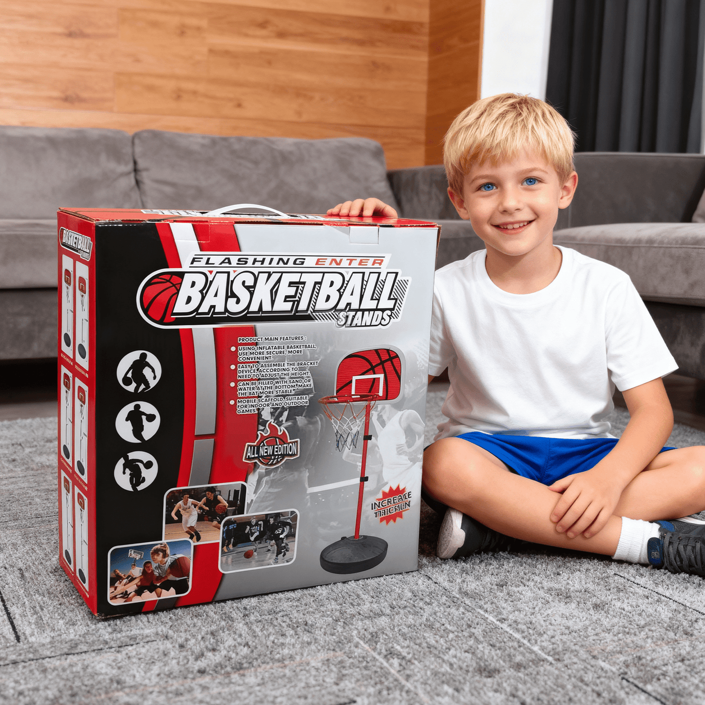 SaveJoy Basketball Hoop for Kids, Adjustable Indoor Basketball Hoop for Age 2-5-8