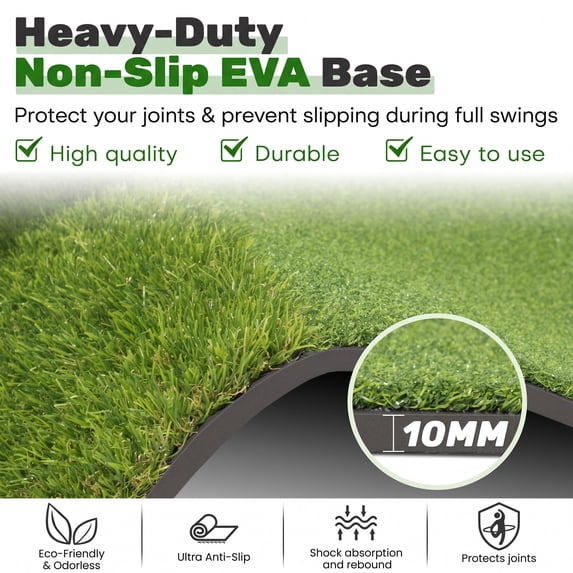 ORFELD Golf Hitting Mat, 6 x 4 ft Dual-Turf Golf Practice Mat with Thick EVA Foam Base, Indoor & Outdoor