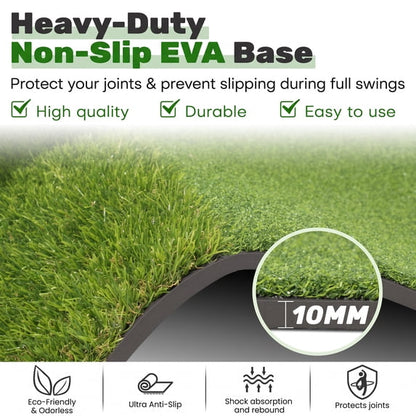 ORFELD Golf Hitting Mat, 6 x 4 ft Dual-Turf Golf Practice Mat with Thick EVA Foam Base, Indoor & Outdoor