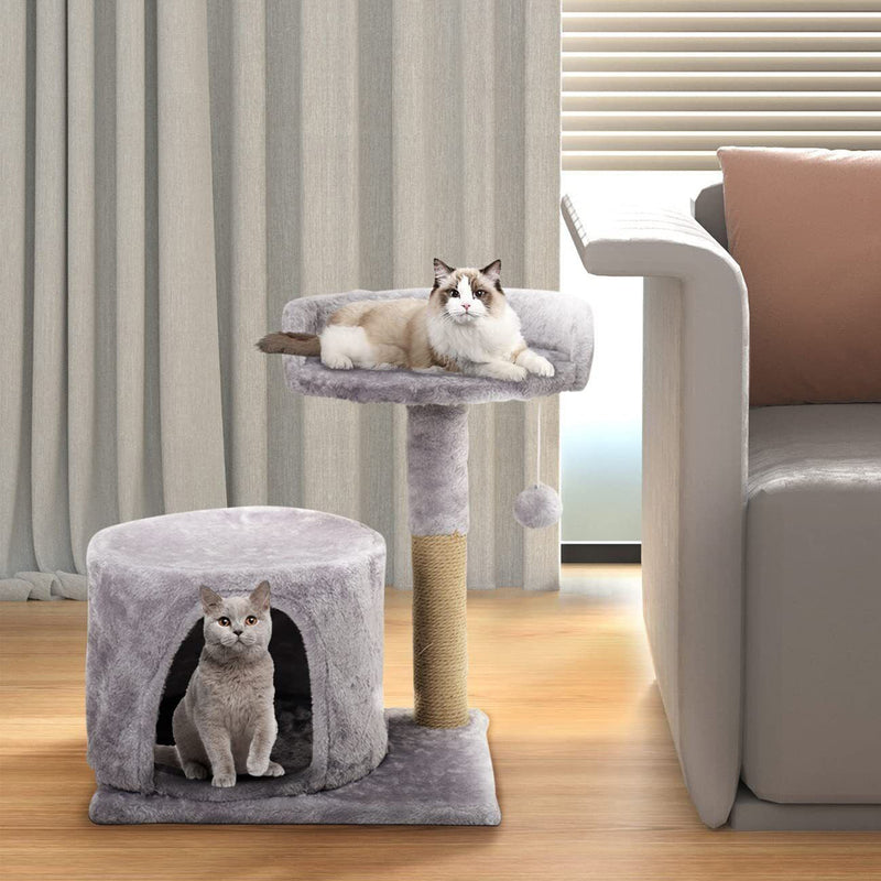 ORFELD Cat Tree Tower with Plush, Cat Condo with Scratching Post for Small Cats L 20" x W 11.8" x H 17", Gray