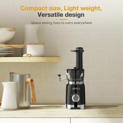 ORFELD Juicer Machine, Slow Masticating Cold Press Juicer for Fruits and Vegetables, BPA-Free, Black