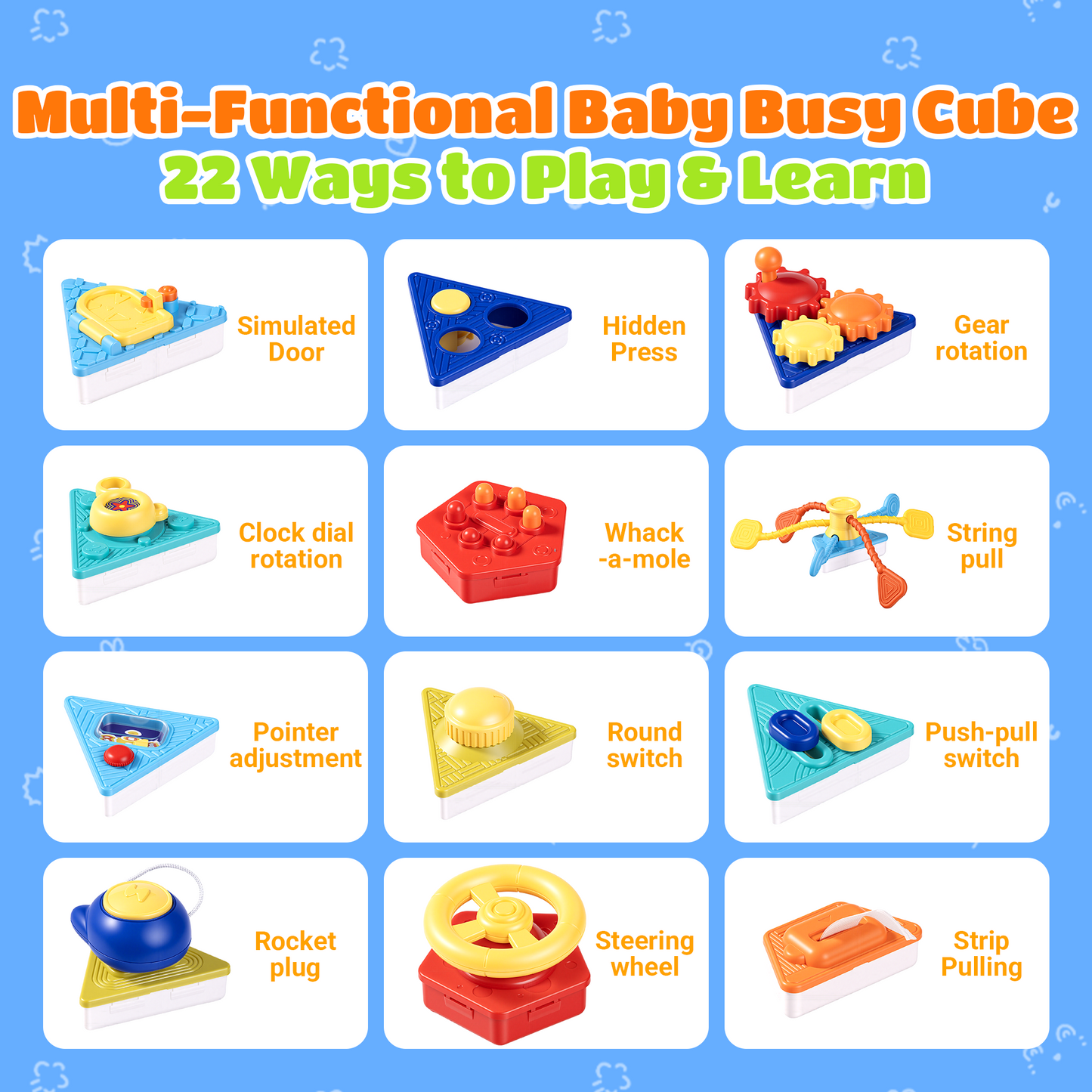 SaveJoy 22-in-1 Montessori Activity Cube, Sensory Busy Toy for Toddlers 3+, Interactive Learning Toy, Educational Gift for Boys and Girls