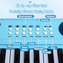 SaveJoy Blue Piano for 1-4 Year Old Kids, 37 Keys Electronic Keyboard Music Toy with Microphone & Stand, Portable Musical Gift for Toddlers