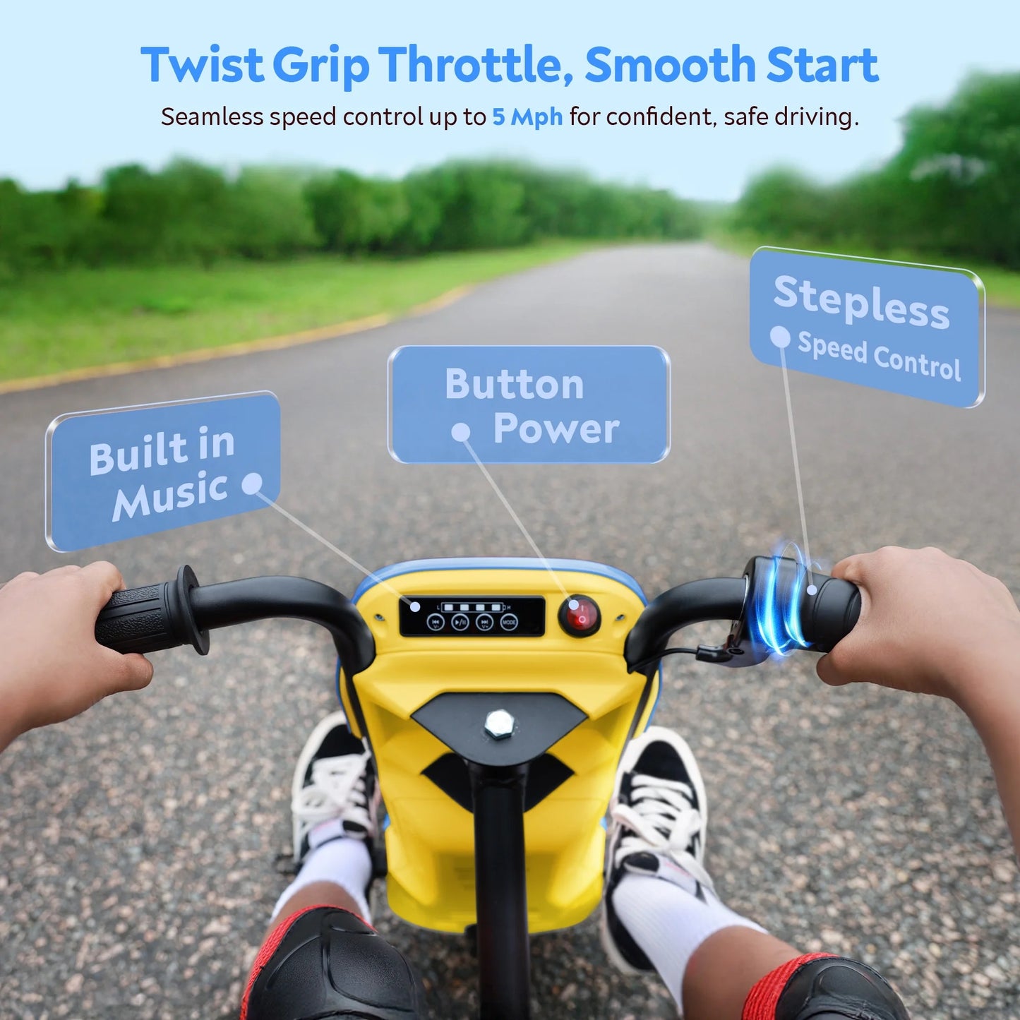 ORFELD 24V Kids Electric Go Kart,High-Power Battery Ride-On Toy with Safety Belt,Outdoor Drift Cart for Ages 6+,Ideal Gift for Boys & Girls,Blue