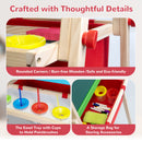 SaveJoy 3-in-1 Wooden Double Sided Kids Art Easel,Magnetic Whiteboard, Chalkboard and Paper Roll,Adjustable Standing Drawing Board with Accessories for Boys & Girls，Red