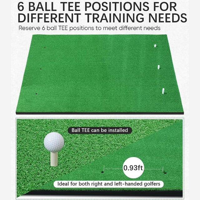 ORFELD Golf Hitting Mat, 5x3ft Home Golf Turf Practice Mat for Hitting, Chipping and Driving with 3 Rubber Tees