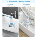 ZISIZ Electric Spin Scrubber, Shower Scrubber LED Display & 4 Replacement Brush Head, Dual Speed Blue