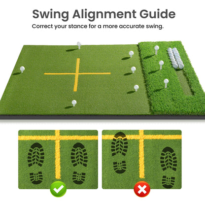 ORFELD 5.2 x 4 ft Golf Hitting Mat, 9-Hole Dual Turf Practice Mat with 18mm EVA Foam Base, Ball Tray, Alignment Guide, Indoor Outdoor