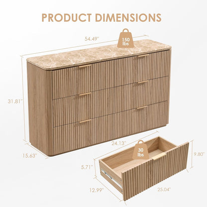 Hvoonc 6-Drawer Modern Wood Dressers for Bedroomand Living Room, Natural Oak
