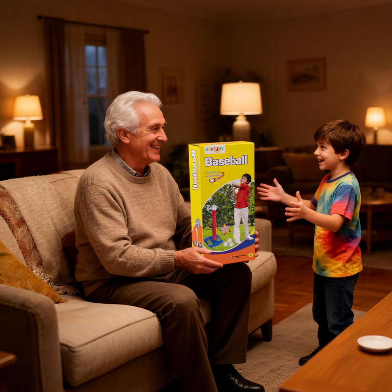 SaveJoy 2-in-1 T-Ball Set and Toss Game for Kids, Toddler Baseball Set for Age 1-3-6 Boys Girls, Outdoor Toys Toss and Catch Ball with 7 Balls