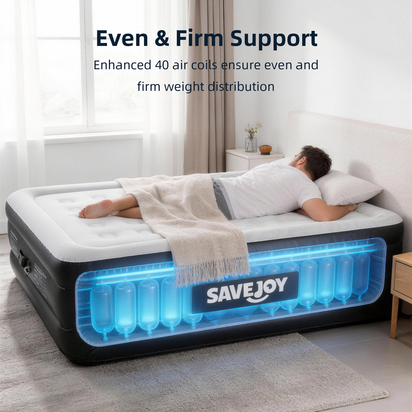 SaveJoy Queen Air Mattress with Built in Pump, 18‘’ Inflatable Mattress Blow up Air Bed for Camping, Home & Guests