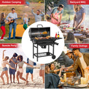 ORFELD Barbecue Grill Portable Charcoal Grill with 2 Foldable Side Tables, Outdoor BBQ with Bottom Storage Shelf