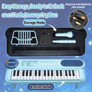 SaveJoy Blue Piano for 1-4 Year Old Kids, 37 Keys Electronic Keyboard Music Toy with Microphone & Stand, Portable Musical Gift for Toddlers
