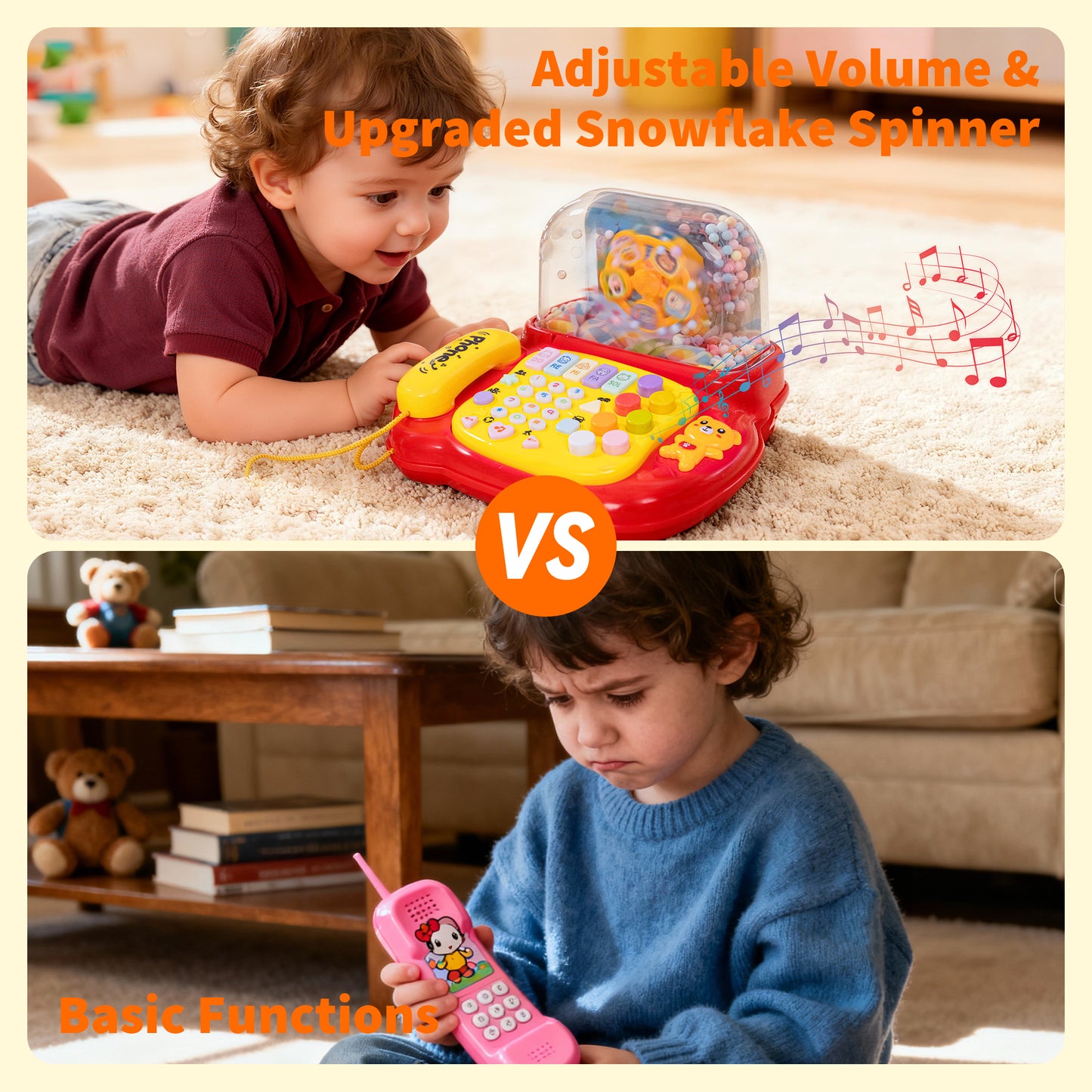 SaveJoy Baby Telephone Toy,All in One Educational Learning Toys,Toddler Phone with Music and light Gifts for Kids 3＋,Red