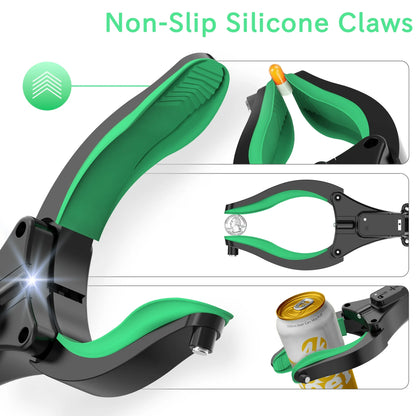 2PCS ORFELD Grabber Tool 32" Steel Magnetic Claw with LED Light, Lightweight Foldable Reacher Grabber Pickup Tool, Gripper Grabbers for Elderly Grab it Reaching Tool Trash Picker Grabber, Green