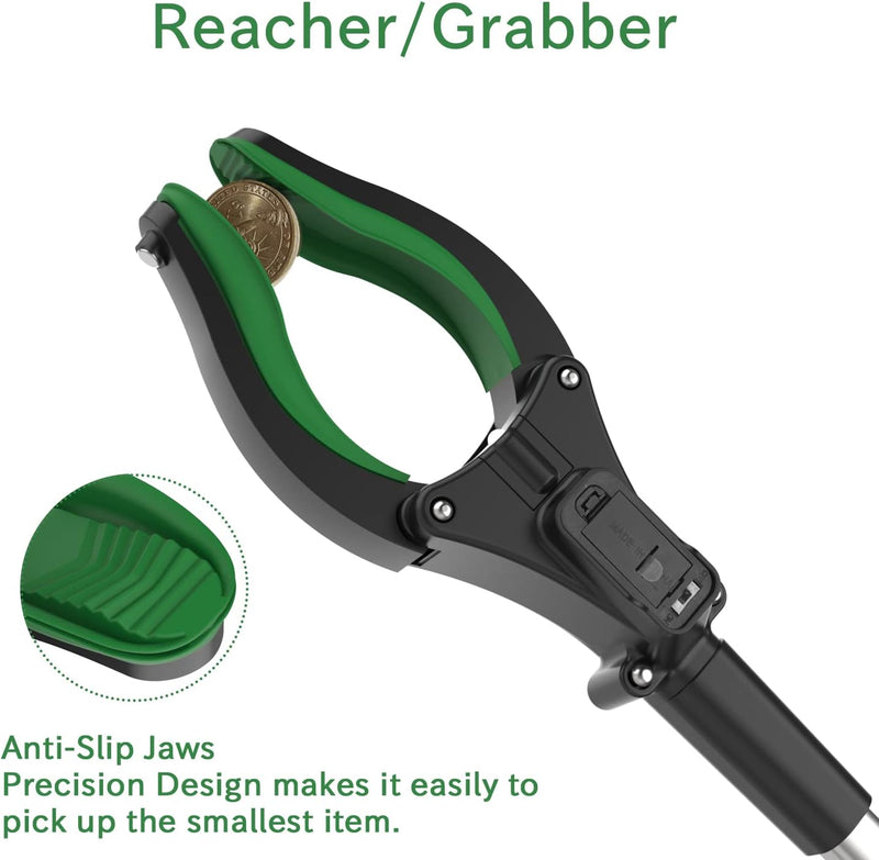 ORFELD Reacher Grabber Tool with Light, 32" Foldable Reacher Grabber ORFELD, Grab at 0-180° Folded Angle, Portable Heavy-Duty Trash Picker with Magnet, 90°Rotating, Lifting 5.5 Lbs