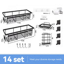 Orfeld 14 Pack Large Capacity Shower Caddy with 4 Hooks, Rustproof Bathroom Organizers for Inside Shower,No Drilling for Bathroom Storage,Rack black