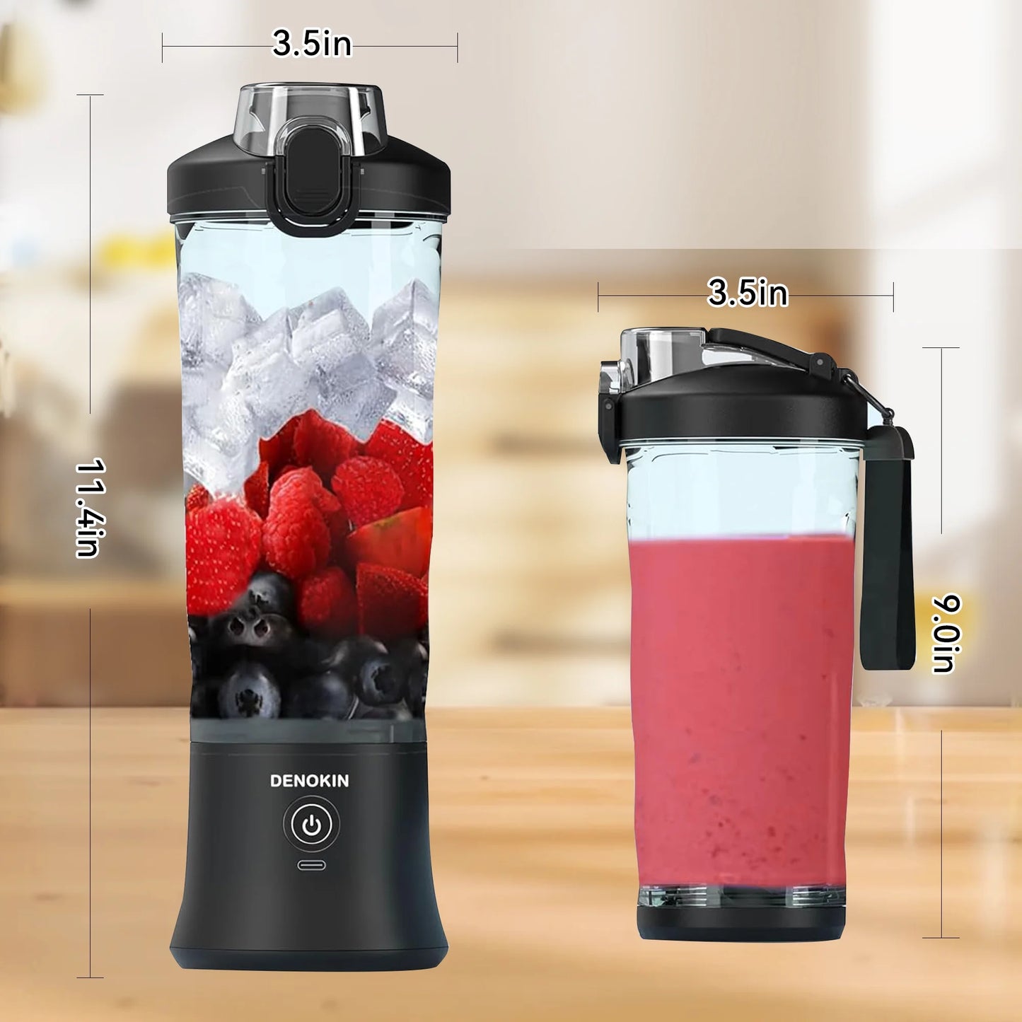 ORFELD Personal Portable Blender, Small Kitchen Appliances Blender Cup for Shakes and Smoothies Rechargeable Shaker Bottle, 20oz