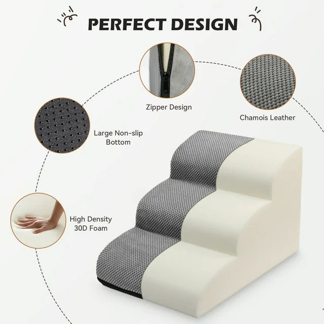 CAUTUM Dog Stairs 3 Tier Non-Slip Pet Stairs Dog Ramp for Couch and Bed, Dog Stairs for Small Pets Cats