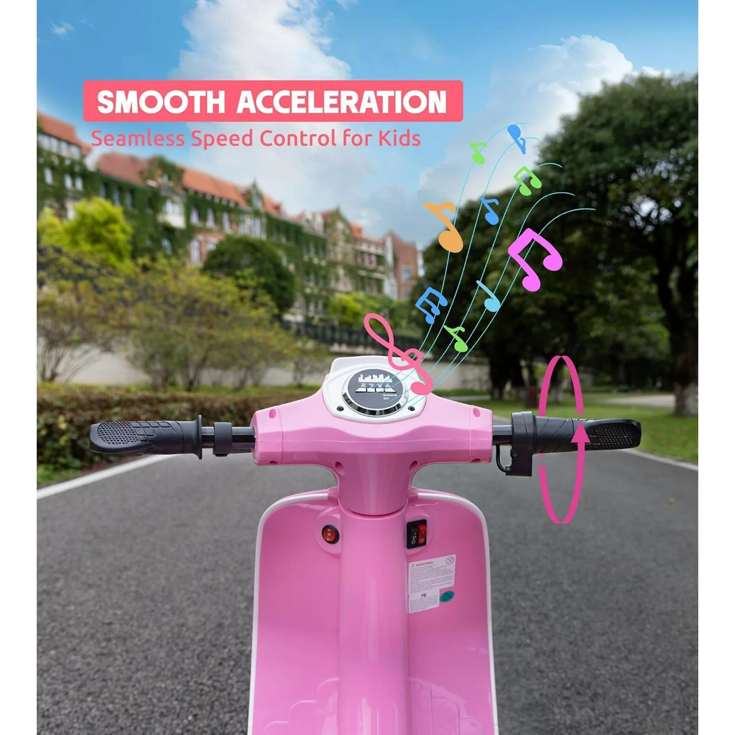 SaveJoy Kids Motorcycle 24V Retro Ride on Toys for Ages 8+, 15 mph LED Light up Electric Ride On Car,Durable Outdoor Gift for Boys & Girls,Pink