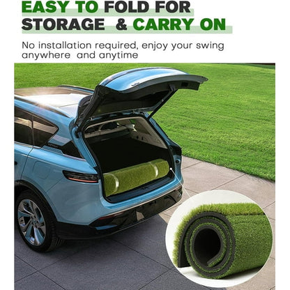 ORFELD Golf Hitting Mat, 5 x 4 ft Dual-Turf Golf Practice Mat with Thick EVA Foam Base, Indoor & Outdoor