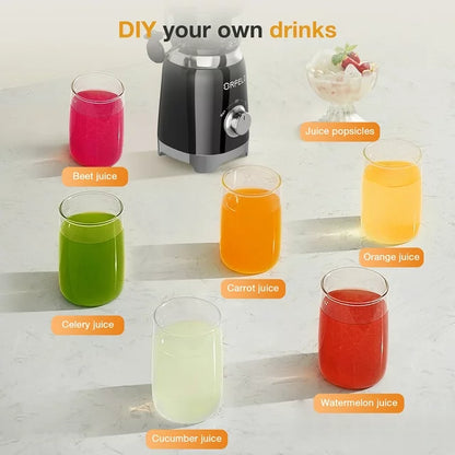 ORFELD Juicer Machine, Slow Masticating Cold Press Juicer for Fruits and Vegetables, BPA-Free, Black