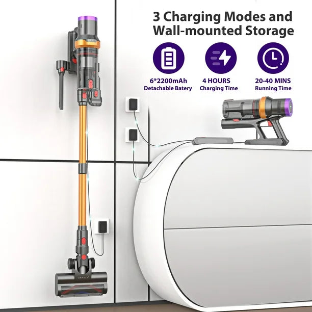 ORFELD Cordless Vacuum Cleaner, 35Kpa Powerful Stick Vacuum for Hard Floor Carpet Pet Gold, SV30