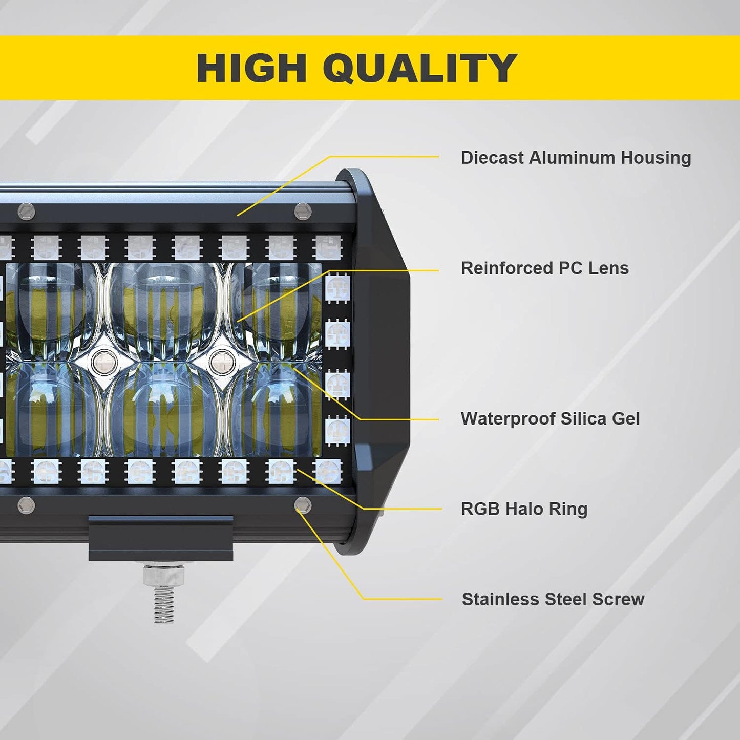 4" inch LED Pods Flood Work Light Bar with Multi-Color Chasing RGB Halo 16 Solid Colors Over 92 Flashing Modes Offroad Pods Lights LED Driving Lamp Fog Lights with Switch Wiring Harness