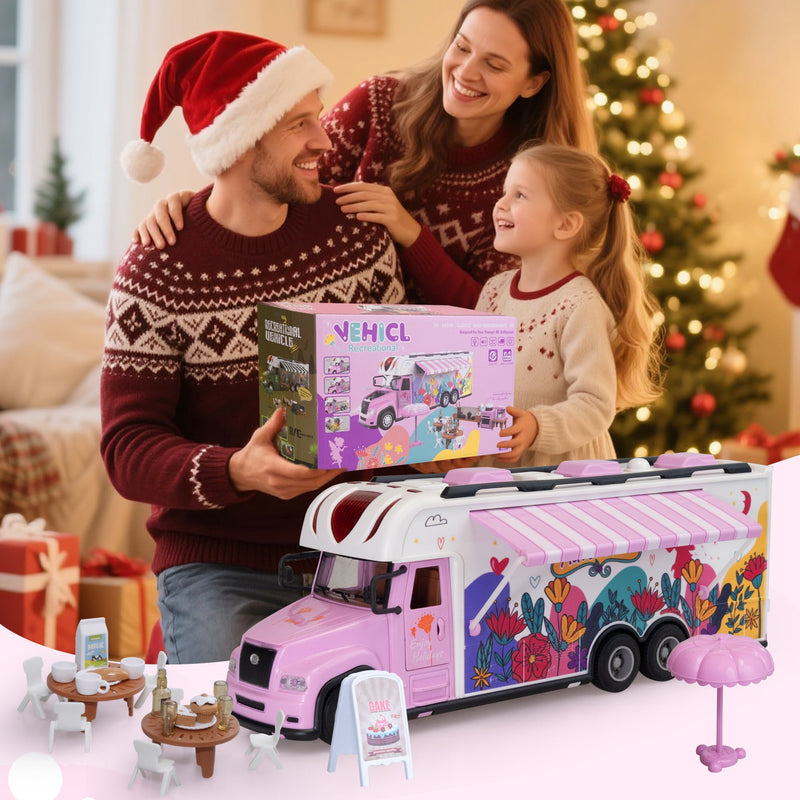 aveJoy Remote Control Cars, RC Car Recreational Vehicle, Toys Campervan RC Motorhome for Kids Boys Girls, with Playset, Pink