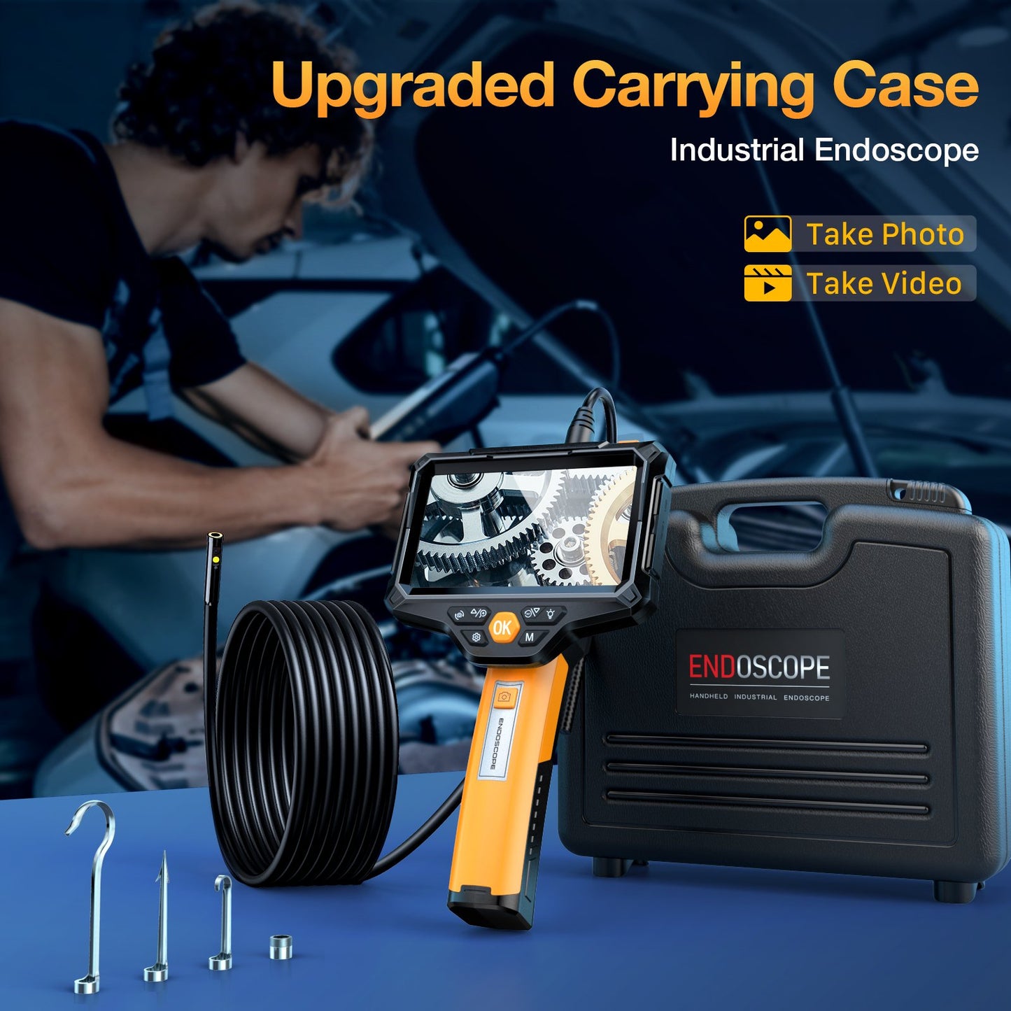 Wireless Endoscope, 6 LED Lights Borescope Camera, 7.9mm 3 in 1 USB Snake Camera, IP67 Inspection Camera for OTG Android, iPhone (10ft, Type-C, Micro, Lightning)