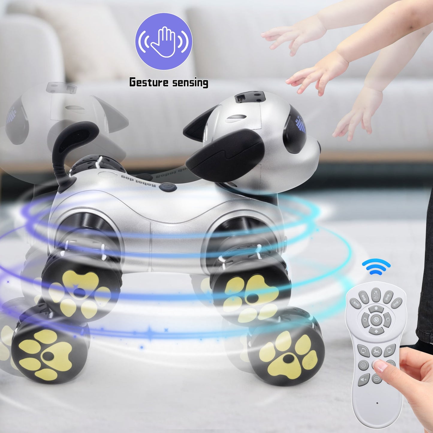 SaveJoy Remote Control Smart Dogs with Infrared Gesture, Interactive Toy Robot Dog, Toy Puppy RC Pets Electric Toys for Boys Girls Toddlers Age 3+