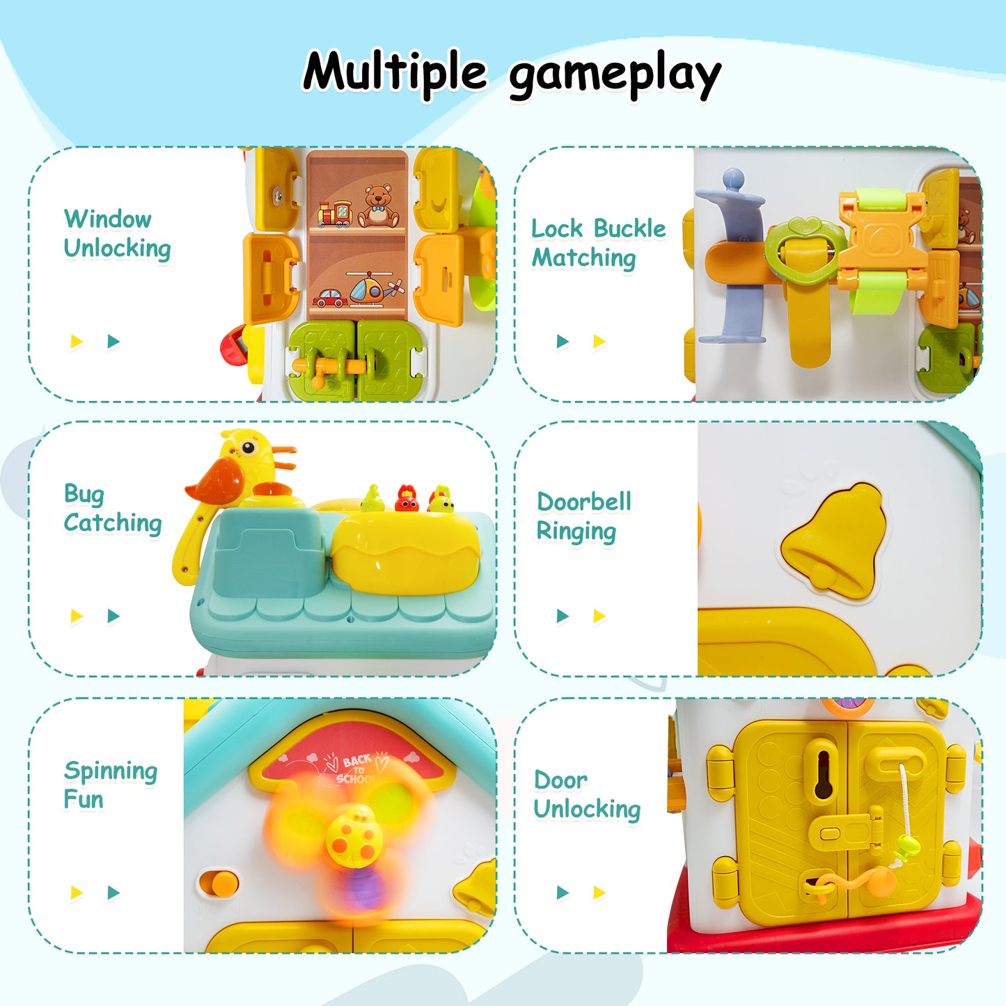 SaveJoy Baby Activity Toy with Music,6 in 1 Learning Toys for Toddlers,Educational Gift for Kids Infants Busy House 6-12 Months