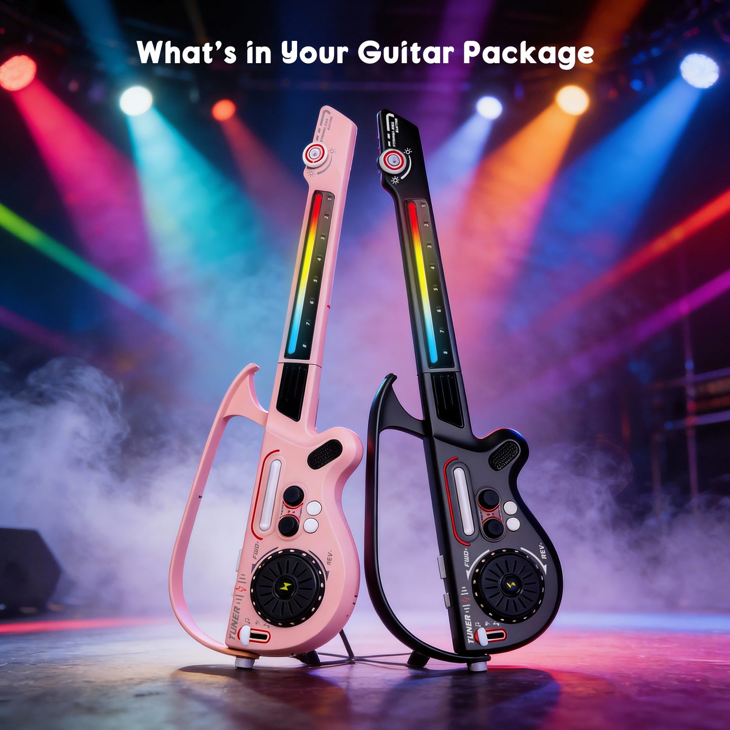 SaveJoy Kids Guitar Toy Multi-Functional Electric Guitar with Light & DJ Turntable,Rechargeable Bluetooth Musical Instrument for Toddlers Ages 3-7, Perfect Gift for Boys & Girls