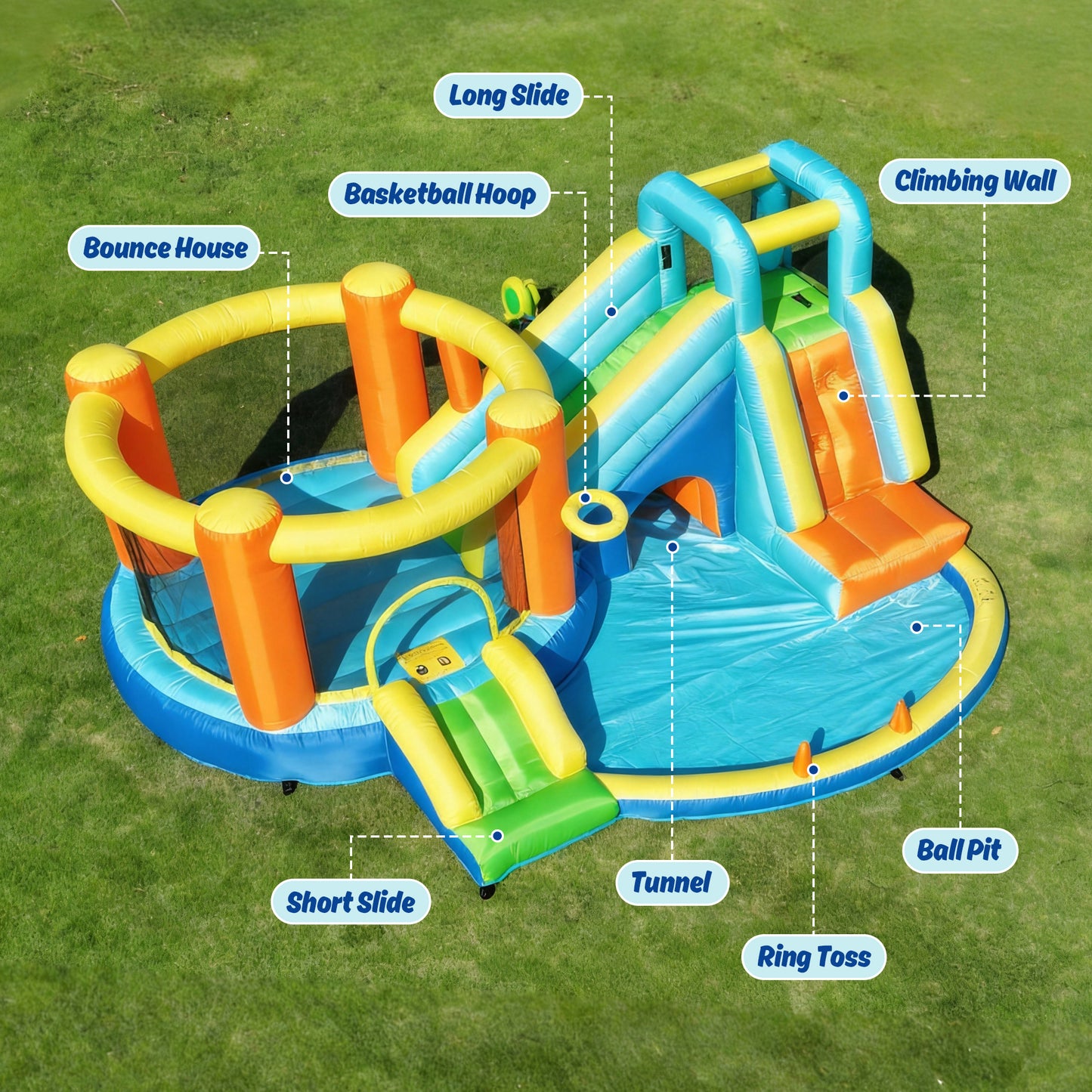 SaveJoy Bounce House with Blower, Inflatable Water Silde for Kids, Jump House Outdoor Toys for Backyard, 93198T