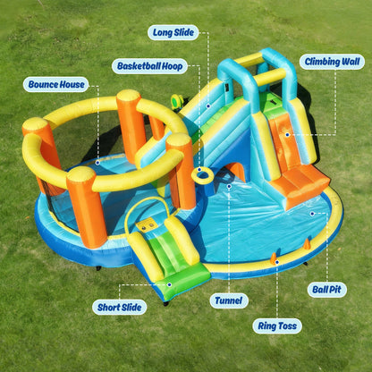 SaveJoy Bounce House with Blower, Inflatable Water Silde for Kids, Jump House Outdoor Toys for Backyard, 93198T