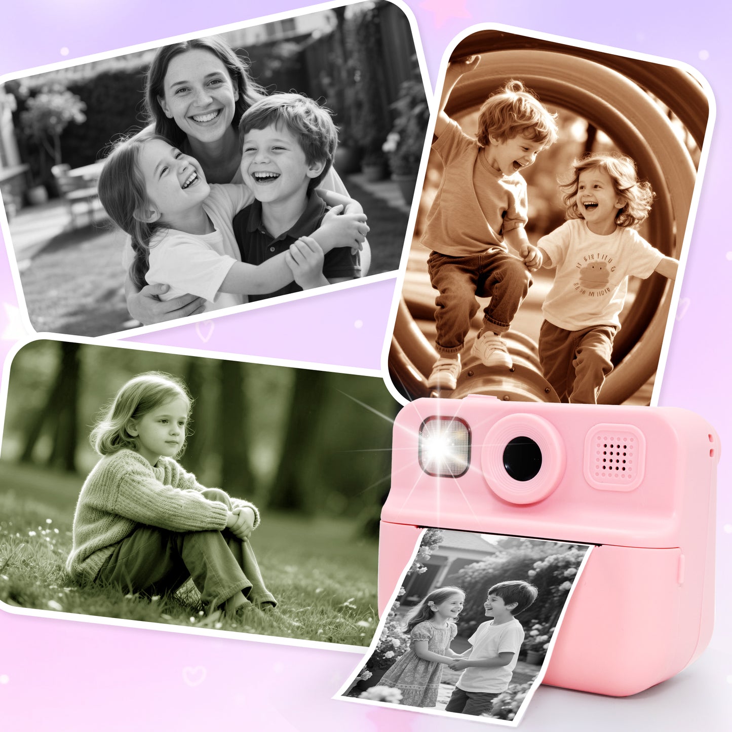 SaveJoy Kids Camera Instant Print, 1080P Digital Camera with 32G Card & Color Paper, Cartoon Gift for Boys Girls Ages 3-12
