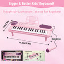SaveJoy Pink Piano for 1-4 Year Old Kids, 37 Keys Electronic Music Keyboard Toy with Microphone & Stand, Portable Musical Gift for Toddlers,Pink