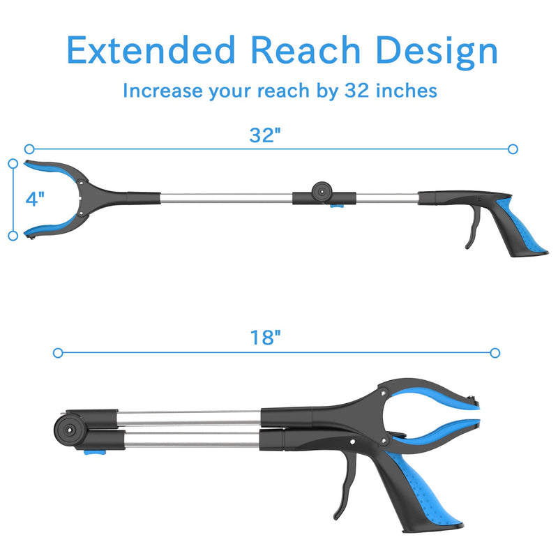 Reacher Grabber Tool, ORFELD Lightweight Handy Trash Claw Grabber Reaching Assist Pick up Tool Blue