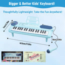 SaveJoy Blue Piano for 1-4 Year Old Kids, 37 Keys Electronic Keyboard Music Toy with Microphone & Stand, Portable Musical Gift for Toddlers