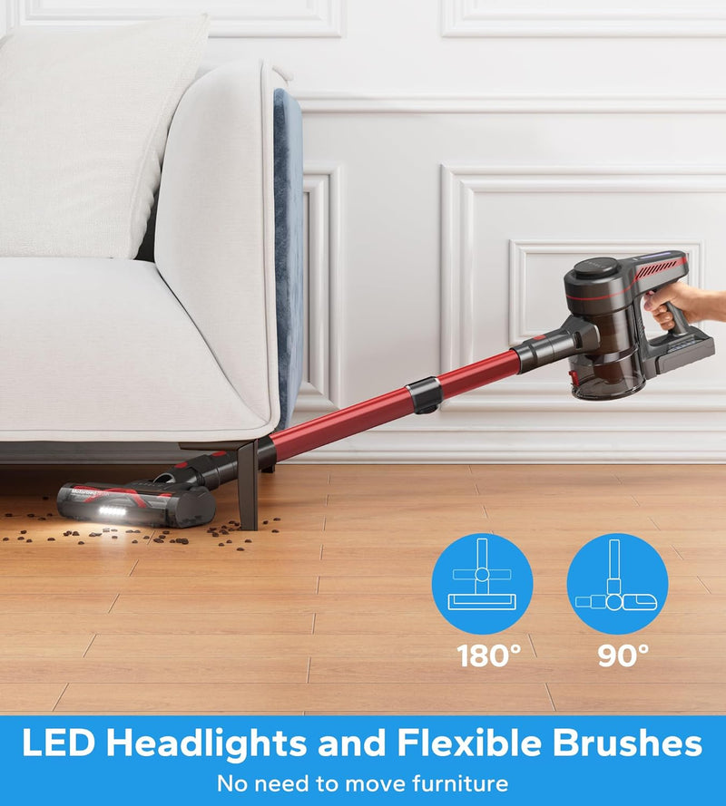 ORFELD Cordless Vacuum Cleaner, Cordless Stick Vacuum with 26Kpa Powerful Suction, 45Mins Runtime Vacuum Cleaners for Home, Anti-Tangle & 1.5L Dust Cup, Lightweight Vacuum for Hardwood Floor Carpet