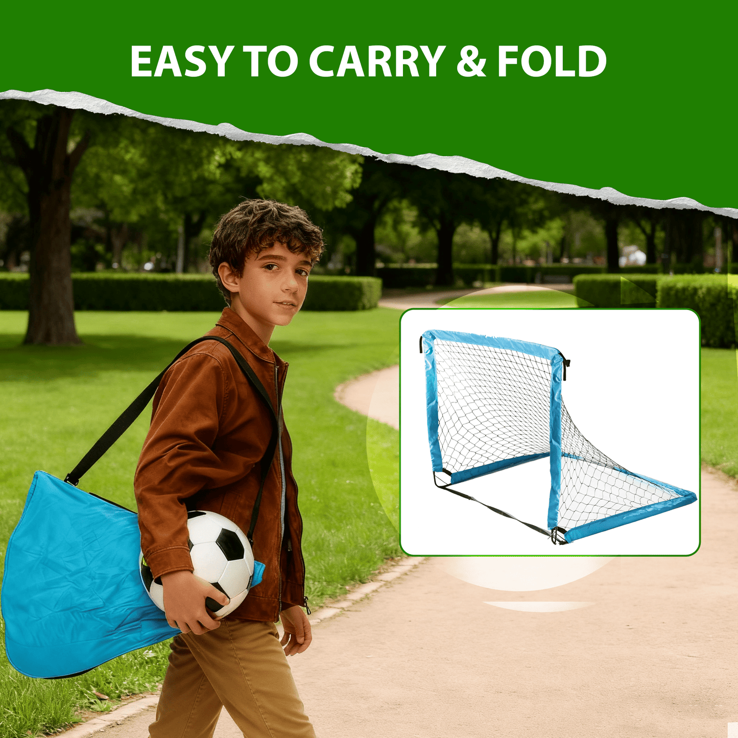 SaveJoy Soccer Goal for Kids, 2 pack 4'x3' Soccer Nets for Backyard, Portable Soccer Goal Training Equipment for Indoor or Outdoor Sports Games